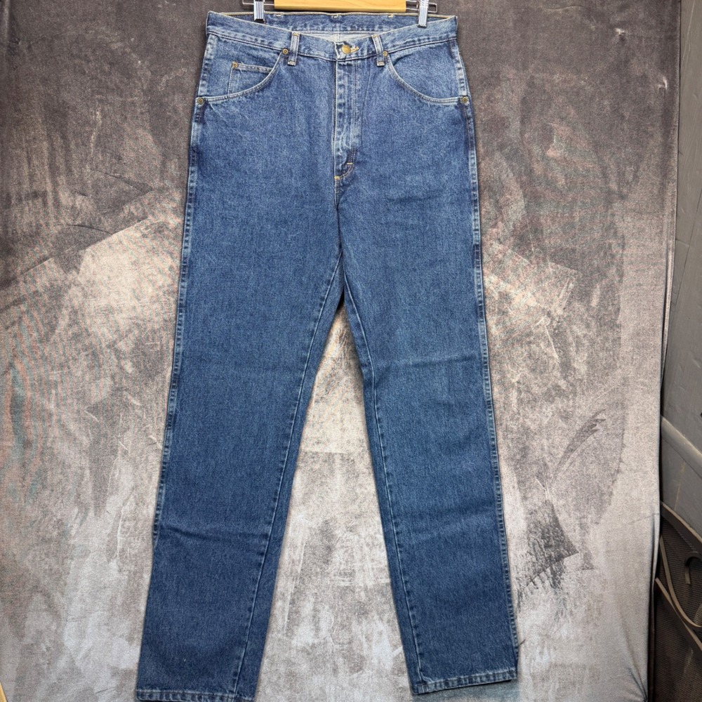 VTG Wrangler Jeans Mens 34x36 Blue Cotton Authentic Regular Straight Leg Denim